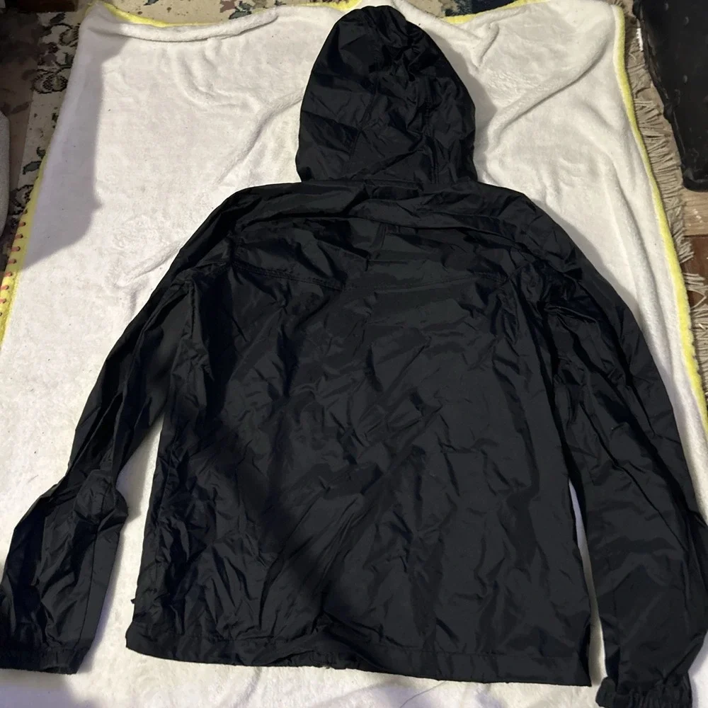 Columbia Jacket Mens Medium Black Windbreaker Hooded Rain Coat Mesh Lined Nylon - Picture 7 of 7